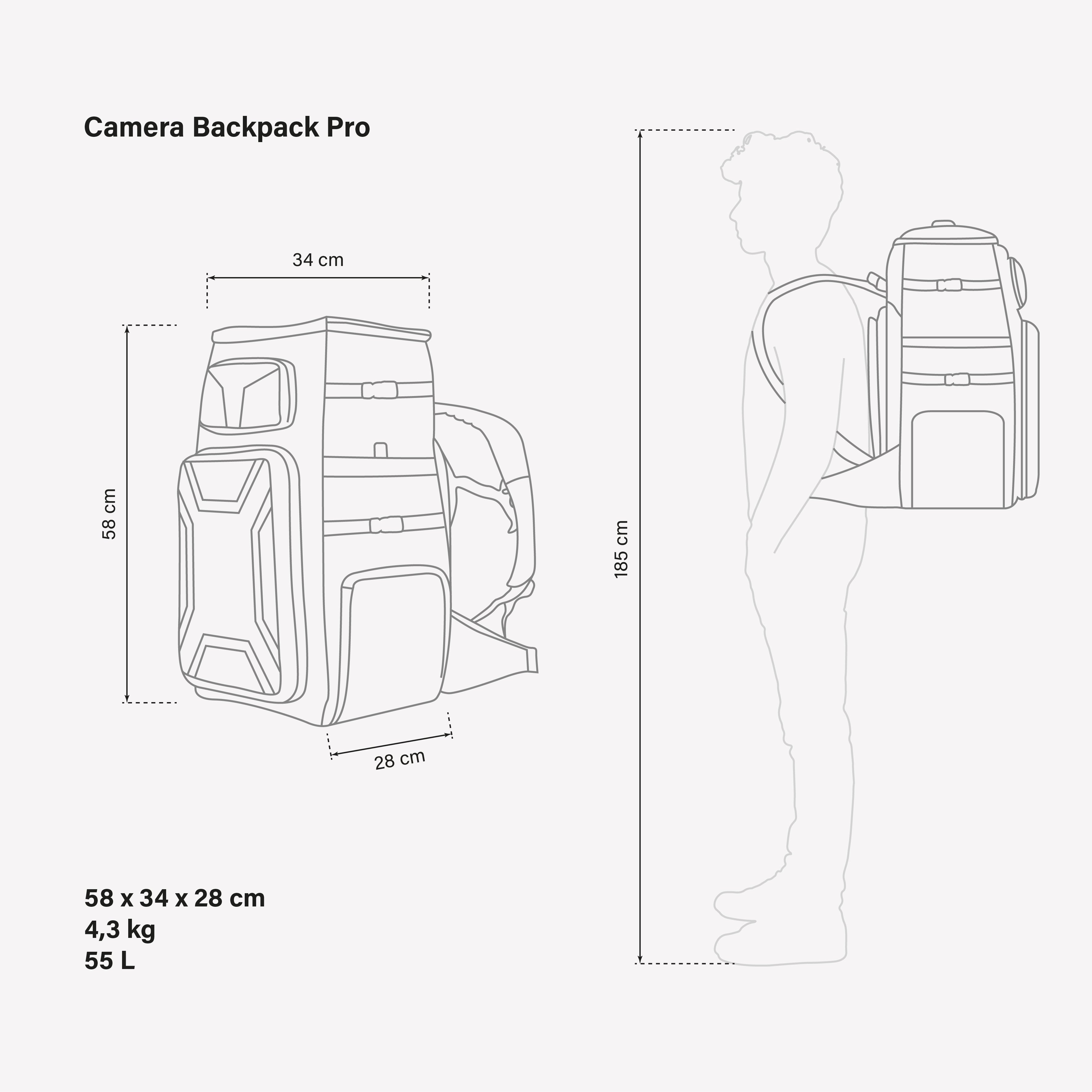 MOCHILA PARA CAMARA PRO 55L