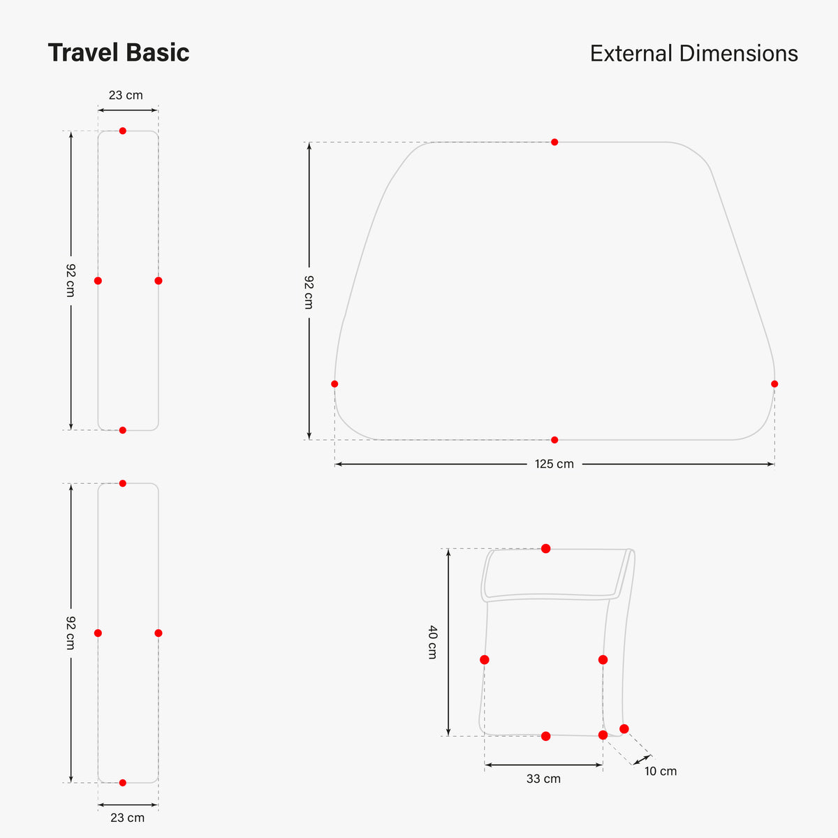 Soft Bike Travel Basic External Dimensions
