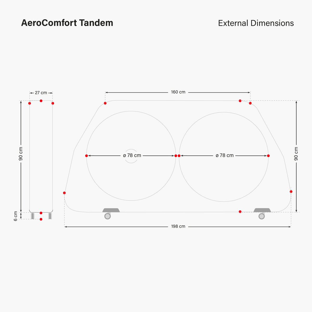 Aerocomfort Tandem External Dimensions